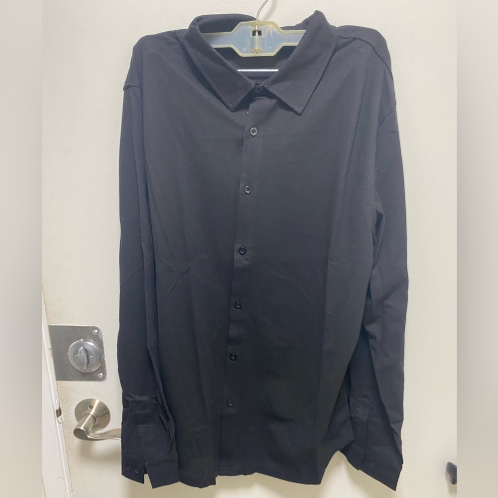 URRU Men's Muscle Dress Shirts Slim Fit Long Sleeve Casual Button Down Black XL